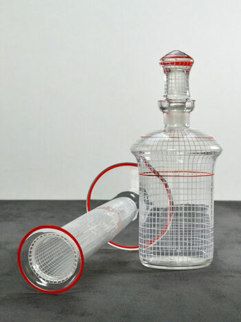 böhmisches Glas Set aus Vase und Karaffe