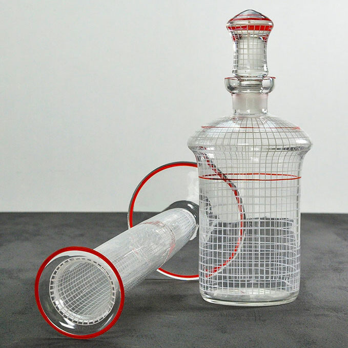 böhmisches Glas Set aus Vase und Karaffe