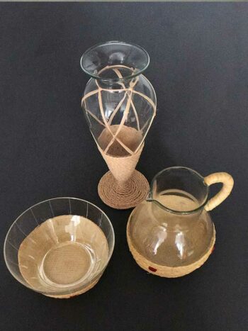 Milch- und Zucker- Set mit Vase Vintage Glas
