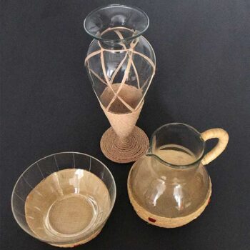 Milch- und Zucker- Set mit Vase Vintage Glas