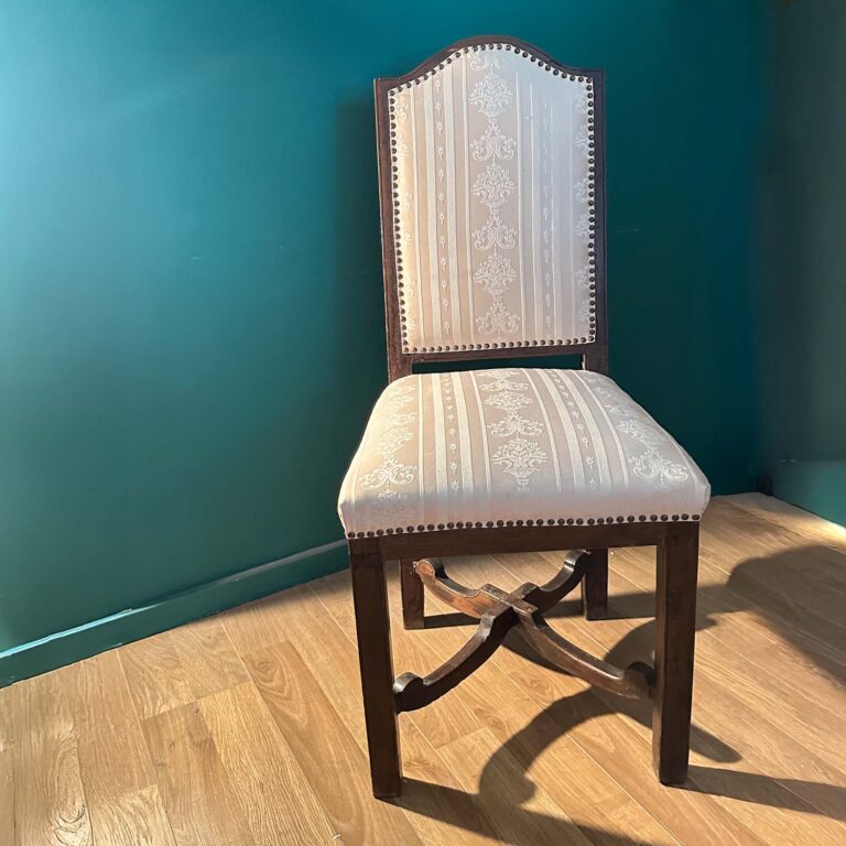 antiker Stuhl Hochlehner gepolstert um 1900 3