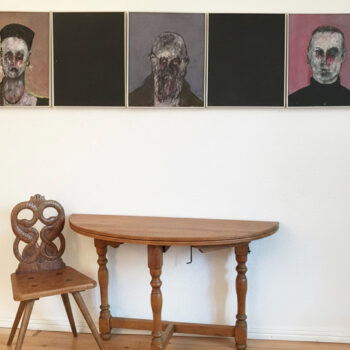 Antiker Konsolentisch zum Auflkappen auch als Esstisch zu nutzen, helle Eiche natur