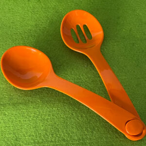 Vintage Salatbesteck von Buchsteiner, orangefarbener Kunststoff, 1970er Jahre